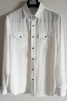 S-6XL!Bir elbise için bir büyük koyu stageNew beyaz rahat nefes uzun kollu gömlek alt gömlek moda keten gömlek erkekler