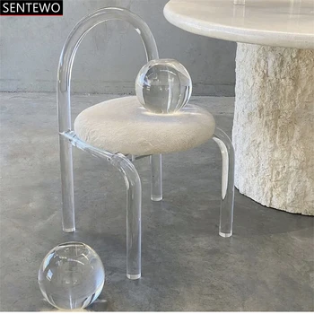 SENTEWO Influencer Hotsell Yemek Sandalyesi Şeffaf Akrilik Yüzen Bacak Taban Sanat Sandalyeler Kullanımı İle Yemek Masası mutfak mobilyası