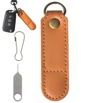 SIM kart çantası PU Deri SIM Kart cep telefonu Çıkar Pin Yuvaları Konteyner Cep O-ring İle Taşınabilir telefon kartı tutucu Çanta Hediye için