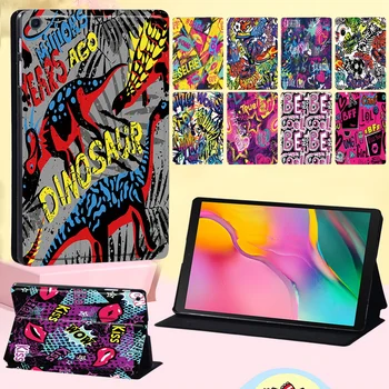 Samsung Galaxy Tab için Bir 8.0 (2019) T290 T295 deri kılıf Damla Direnci Graffiti Sanat Desen tablet kılıfı Koruyucu Kabuk