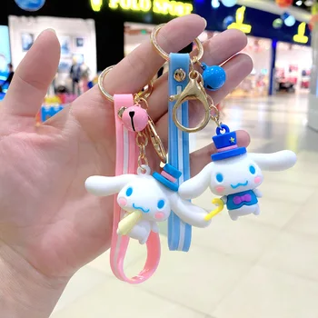 Sanrio Yaratıcı Cinnamoroll Çift Çanta Aksiyon Figürleri Oyuncaklar Anahtarlık Araba Kolye Karikatür Anahtarlık Bebek Modeli Doğum Günü Çocuk Hediye