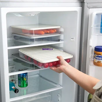 Sebze Taze Durumda Organizatör Gıda Depolama Tepsisi mutfak düzenleyici Buzdolabı kapaklı konteyner Mühürlü İstifleme Kutusu