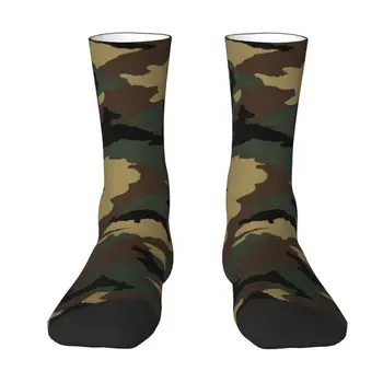Serin Baskı Orijinal Woodland Camo Çorap Erkekler Kadınlar için Streç Yaz Sonbahar Kış Askeri Ordu Kamuflaj Ekip Çorap
