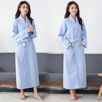 Severler Bahar Sonbahar Moda Waffle Bornoz Kadın Emmek Su Kimono bornoz Seksi Sabahlık Sabahlık Elbiseler Boyutu