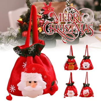Sevimli noel hediyesi Çanta İpli Karikatür Kardan Adam Santa Desen Noel Şeker Çanta Parti Iyilik Parti Malzemeleri