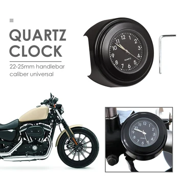 Su geçirmez motosiklet saati Gidon İzle Dayanıklı Pratik Çok fonksiyonlu Klasik Aydınlık Kuvars Saat 22-25mm