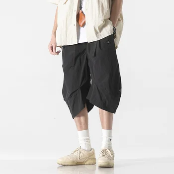 Su geçirmez Çabuk kuru Erkekler Katlanabilir Moda Gevşek Rahat Açık Kargo Şort Erkek Japonya Kore Streetwear Cityboy Kısa Pantolon