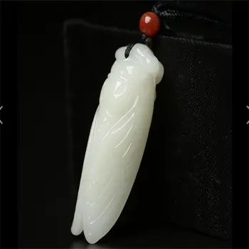 Sıcak satış doğal el oyma Hetian Baiyu'nun yeşim ağustosböceği acemi servet Kolye Kolye moda takı Erkekler Kadınlar Şans Hediyeler