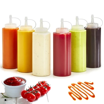 Sıkılabilir şişe Plastik Doldurulabilir Çeşni sıkılabilir şişe s Ketçap Hardal Mayo Sıcak Soslar zeytinyağı Şişeleri Mutfak Gadget