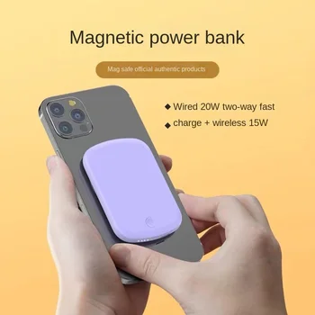 Taşınabilir Apple MagSafe için Manyetik Kablosuz Güç Bankası 20W Hızlı Şarj Mini Geri Atel Harici Mobil Güç Kaynağı