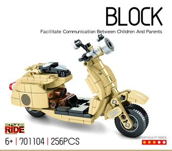 Teknik küçük motosiklet yapı taşı vespa motor modeli araç buhar montaj tuğla oyuncaklar koleksiyonu çocuklar için hediyeler