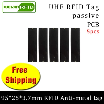 UHF RFID metal etiketi 915 mhz 868 mhz Alien Higgs3 EPC 5 adet ücretsiz kargo 95*25*3.7 mm uzun menzilli dikdörtgen PCB akıllı pasif RFID etiketi
