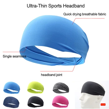 Ultra İnce Spor Bandı Unisex Yoga Spor Çabuk Kuruyan Elastik saç bandı Açık Koşu Bisiklet için Ter Emici Kafa Bandı