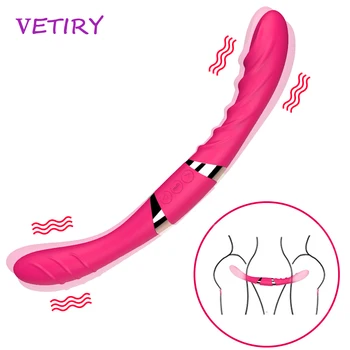 VETIRY Çift Kafaları Yapay Penis Vibratör Vajina Klitoris Stimülatörü Vibratör Kadınlar için Mastürbasyon Yetişkin Seks Oyuncak Kadın için Lezbiyen