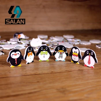 WB-0031 Ücretsiz kargo toptan / perakende 15 adet/grup sevimli penguen şekli ahşap düğmeler çocuk giyim için DIY hediye