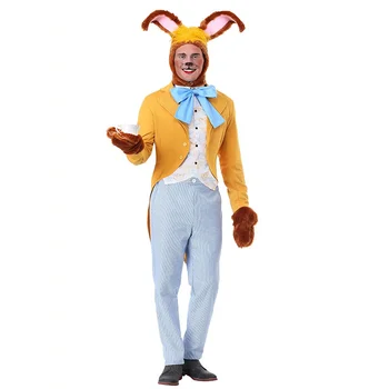 Yeni Cadılar Bayramı Yetişkin Sahne Performansı Çalar Saat Zaman Tavşan Cosplay Kostüm Beyefendi Garson Bunny gemi hızlı st stok