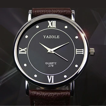 Yeni Erkek Saatler YAZOLE izle deri kemer iş modelleri vahşi moda basit kuvars kol saati relojes hombre relogio masculino