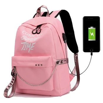Yeni USB Şarj Aydınlık Zincir Naylon kadın kitap çantası sırt çantası okul çantası okul çantası seyahat paketi kadınlar için genç gençler kız