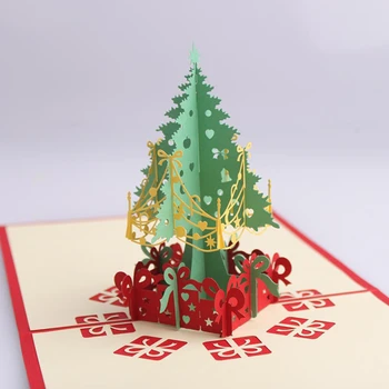 Yeni Yıl Noel Teşekkür Kartı 3D Pop Up Tebrik Kartı Lazer Kesim Kartpostal Içi Boş Oyma Doğum Günü El Yapımı Kart