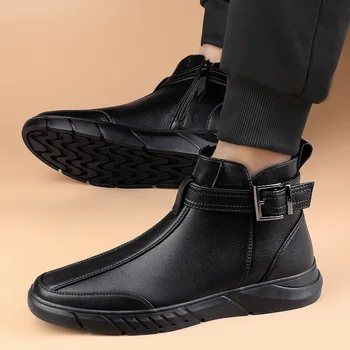 Yeni erkek Kış Ayakkabı Sıcak Rahat Kaymaz Erkek Kışlık Botlar Peluş Sıcak erkek Botları Su Geçirmez deri sneakers