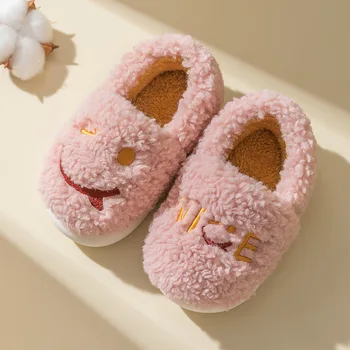 Yeni Çocuk Terlik Kış Erkek Ve Kız pamuklu ayakkabılar, Ev Kapalı Sıcak Yumuşak Alt Kaymaz Çanta Topuk Bebek pamuklu ayakkabılar