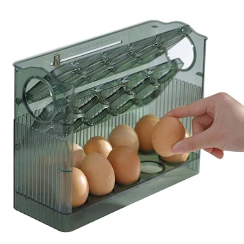 Yumurta saklama kutusu Yaratıcı Anti-Sıkmak 3 Katmanlı Flip Buzdolabı Yumurta Tepsisi Konteyner Çok Fonksiyonlu mutfak tezgahı Taze Yumurta