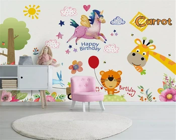 beibehang Özel dekoratif boyama papel de parede duvar kağıdı İskandinav basit küçük hayvan çocuk odası dekorasyon arka plan