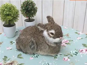 yaratıcı simülasyon tavşan oyuncak polietilen ve kürkler haki tavşan modeli bebek hediye yaklaşık 22*16*12 cm 1998