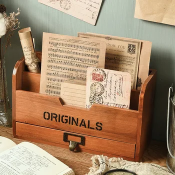 Çok fonksiyonlu Masaüstü saklama kutusu Ahşap Ofis Dağınıklığı Kalemlik masa düzenleyici Kırtasiye Yaratıcı Kalem kalemlik
