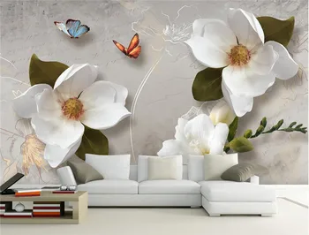 Özel 3D Duvar Resimleri Duvar Kağıdı Avrupa Tarzı Retro Çiçek Kelebek Masaüstü Duvar Kağıdı Oturma Odası TV Zemin duvar resmi