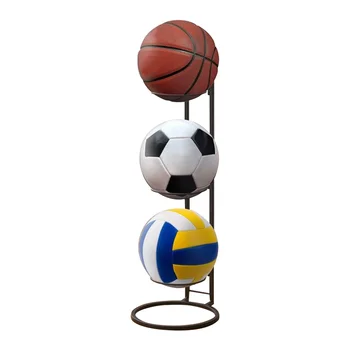 Ücretsiz Ayakta Siyah 3 Katmanlı Topu Depolama Raf Ekran Evrensel Paslanmaz Basketbol Futbol Uzay Tasarrufu Dikey Ev Yatak Odası