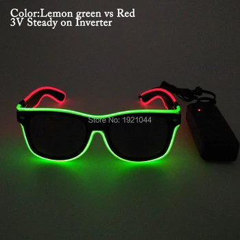 Ücretsiz Kargo Glow parti malzemeleri EL tel parlayan gözlük çift renk neon ışık gözlük 2-AA piller invertör