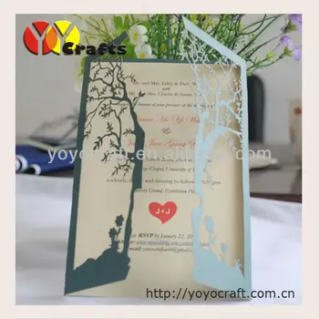 çin'den 20 takım Özel aşk ağacı lazer kesim inci kağıt düğün davetiyesi kartları
