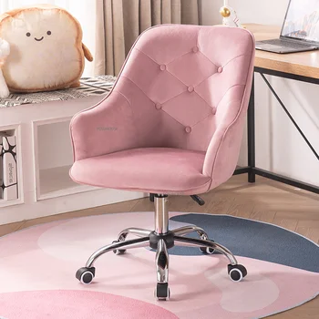 İskandinav kadife Sandalye Ofis mobil Ev Relax Yatak Odası lüks Çalışma Pembe oyun Masası Sandalye Döner Arkalığı kanepe mobilya WW50