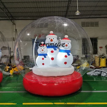 şişme Noel Kar Küresi fotoğraf kabini ile led kardan adam şişirilebilir kar küresi Reklam Kabarcık Kubbe Açık çadır